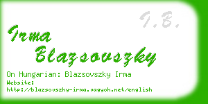 irma blazsovszky business card